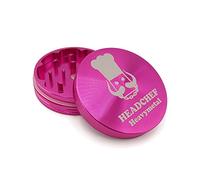 Headchef Heavymetal 55mm, 2 Piece Grinder, Metal Herb Grinder with Magnetic Lid (Pink)