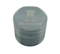 Headchef Hexcellence 4 Piece Metal Herb Grinder with Sifter Scraper - 4 Piece Grinder, 55mm, Grey