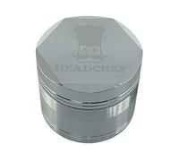 Headchef Hexcellence Metal Herb Grinder with Sifter Scraper - 4 Piece Grinder, 55mm, Silver