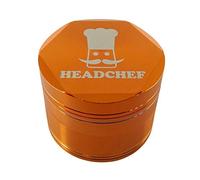 Headchef Hexellence Metal Herb Grinder with Sifter Scraper - 4 Piece Grinder, 55mm Orange