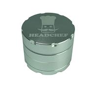 Headchef Razor, 4 Piece Grinder, Metal Herb Grinder with Sifter Scraper (Silver, 40mm)