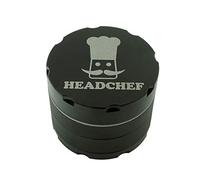 Headchef Razor 4 Piece Metal Herb Grinder with Sifter Scraper, 50mm (Black)