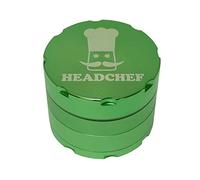 Headchef Razor 4 Piece Metal Herb Grinder with Sifter Scraper, 50mm (Green)