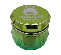Headchef Samurai Metal Herb Grinder with Sifter Scraper - 4 Piece Grinder, 55mm (Iridescent Green Lime)