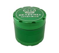 Headchef Spaceman Metal Herb Grinder with Laser Beam Cut, Ultra Sharp Teeth and Sifter Scraper, Version 2 - 4 Piece Grinder, 55mm (Alien Green)