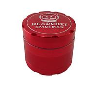 Headchef Spaceman Metal Herb Grinder with Laser Beam Cut, Ultra Sharp Teeth and Sifter Scraper, Version 2 - 4 Piece Grinder, 55mm (Mars Red)
