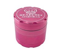Headchef Spaceman Metal Herb Grinder with Laser Beam Cut, Ultra Sharp Teeth and Sifter Scraper, Version 2 - 4 Piece Grinder, 55mm (Starburst Pink)