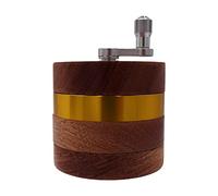 Headchef Woodsman 4 Piece Hand Cranked Clear Top Herb Grinder 62mm - Wooden Outer, Aluminium Internal Spice Grinder with Pollen Scraper and Cleaning Brush, Foldable Handle (Gold)