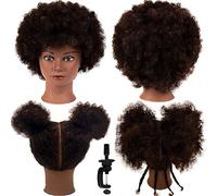 Afro Curly Mannequin Head with 100% Human Hair Curly for Hairdressing Cosmetology Hairdressing Styling Braiding with Clip
