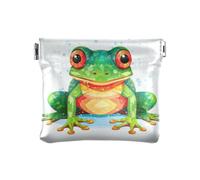 Headdress Coin Purse Pouch Coin Pouch Squeeze Wallet Women, Green Cartoon Frog, Pattern