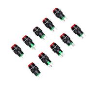 Headerbs 16mm Illuminated Push Button Switch, Green LED 10 Pack | Self Locking Reset Button, 1NO 1NC Contact, Plug In Socket, 5 Control, Flat Head Actuator, Panel Mount Assembly