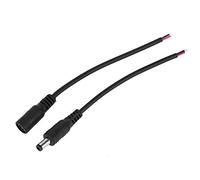 Headerbs 5 Pairs Male Female Connector 5.5x2.1mm Barrels Power Plug Male Female DC Power Pigtail Black White Cable Wire for LED Strip CCTV Camera (Black)