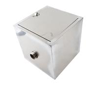 Headerbs Commercial Grease Trap, 30x30x30cm Stainless Steel 50mm | Grease Interceptor, Double Filtration, Up to 4 GPM, Stainless Basket, 50mm Pipe Fit, Commercial Kitchen Use