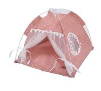 Headerbs Cute Dog Tent House, Soft Indoor Pet Tent with Mesh Window, Prevents Collapse and Easy to Clean, Ideal for Small and Medium Dogs (Pink)