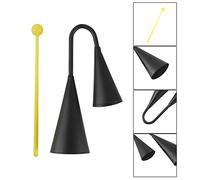Headerbs Handheld Agogo Cowbell Bells, Black Iron Double Tone Educational Drum Set with Plastic, Portable Musical Instrument for Kids and Percussionists