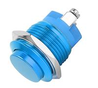 Headerbs Metal Push Button Switch, 16mm High Head Self Reset Stainless Steel for Industrial Control Panels (Blue)