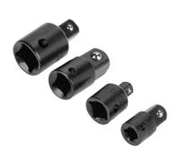 Headerbs Socket Adapter Set Chrome Vanadium Steel Wrench Adapter 4 Pcs 1 2 3 8 1 4 Inch with Spring Loaded Ball Detent for Mechanics Automotive Repair Home Tool Use (Black)