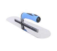 Headerbs Stainless Steel Concrete Trowel for Masonry Finishing with Round | 14x4in, High Strength Mirror Finish, Soft Grip Ergonomic Handle, Reduces Hand Fatigue, Rivet Installation