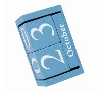 Headerbs Wood Block Perpetual Calendar Wooden Cubes Date Display Black Wood Desktop Decor Reusable Month and Number Blocks Easy Manual Change for Home Office Cafe Restaurant (Blue)