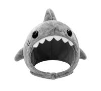 Headgear - Warm Plush Kitten Hat, Adjustable Gray Pet Costume, Adorable Soft Shark Outfit, Lightweight Photography Accessory | Playful Dress Up Headband for Adult Cats Cosplay Holiday Party