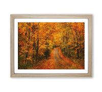 Heading Into The Forest Painting Modern Art Framed Wall Art Print, Ready to Hang Picture for Living Room Bedroom Home Office Décor, Oak A4 (34 x 25 cm)