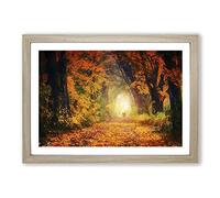 Heading Through an Autumn Forest in Abstract Framed Print | A2 Oak Framed Wall Art | Ready to Hang | Abstract Landscape Picture | Living Room Bedroom Lounge Office