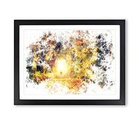 Heading Through An Autumn Forest Watercolour Modern Framed Wall Art Print, Ready to Hang Picture for Living Room Bedroom Home Office Décor, Black A3 (46 x 34 cm)