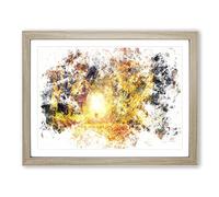 Heading Through An Autumn Forest Watercolour Modern Framed Wall Art Print, Ready to Hang Picture for Living Room Bedroom Home Office Décor, Oak A4 (34 x 25 cm)