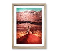 Heading To Death Valley In Abstract Modern Framed Wall Art Print, Ready to Hang Picture for Living Room Bedroom Home Office Décor, Oak A3 (34 x 46 cm)
