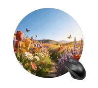 Heading to The Flower Field Mouse Pad Non-Slip Rubber Round Mousepad for Office Home Gaming Laptop Waterproof Travel Circle Mouse Pads for Computer Cute Mouse Mat for Women Men
