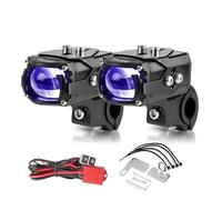 Headlamp For Car SUV ATV 100W Motorcycle LED Spotlight Mini Demon Eye Headlight Lens 10000lm Hi/Lo Beam Devil Eyes Retrofit Driving Lamp Motorcycle Head Lamp(2pcs Wired switch)
