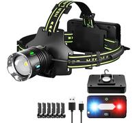 Headlamp LED Rechargeable Super Bright 250,000 Lumen Zoomable Head Torch with 11 Modes, IP67 Waterproof, 90° Adjustable Sensor Headlamp for Camping Outdoor Emergency