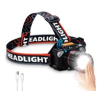 Headlamp,Power Display USB C Rechargeable Led Head Lamp, 100000 Lumen Super Bright Sensor Head Lights for Forehead with Red Light, Zoomable 180°Rotatable Head Flashlight for Adults Outdoor Adventures