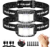 Headlamp Rechargeable,2 Pack 2000 Lumen Ultra Bright Led Headlamp,16 Modes Motion Sensor Head Lamp,Waterproof Lightweight White Red LED Flashlight for Camping,Cycling,Running,Headlamps for Adults 1
