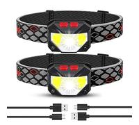 Headlamp Rechargeable 2 Pack, Bright LED Head Lamp Outdoor 1100 Lumen Headlight with White Red Light, Motion Sensor Waterproof 8 Modes Headlamps Flashlights for Outdoor Camping Running Cycling Fishing