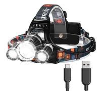 Headlamp Rechargeable 20000 Lumen,Top Headlamp Super Bright CREE LED Headlamp Waterproof Hard Hat Light,Adjustable Light for Adults,Outdoors Work Headlight,Hunting headlamp,Camping headlamp,Best Gifts
