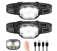 Headlamps for Adults Rechargeable | Adjustable Headband Flashlight - 6 Modes LED 350 Lumen Rechargeable Motion Sensor Flashlight with Red Light for Adults Hunting Fishing Night Walking Runnin