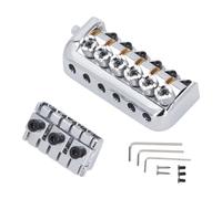 Headless Bridge for 6 String Guitar, Silver Alloy Steel Guitar Bridge Replacement, Vintage Style Tremolo System with Screws and Wrenches, Easy to Install Headless Guitar Bridge for
