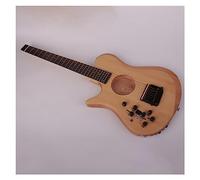 Headless Electric Guitar 24 Frets Headless Silent Left/right Hand Travel Mini Portable Built In Effector Electric Acoustic Guitar (Color : Left 03)