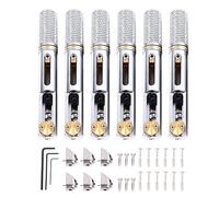 Headless Guitar B, 6 Pcs Fixed Fanned B Set, Metal Silver Headless Individual for Split Type Electric Gui, Includes Wrenches and Ss for Inlation