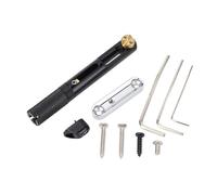 Headless Guitar Bridge Set, Black Metal Single Saddle Bridge for 5 6 7 String Guitars, Improved Sustain Brass Alloy Steel Bridge with Screws and Wrench, Replacement Guitar Accessor