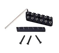 Headless Guitar Bridge & Slotted Camel Bone Nut for Guitar Parts 6 String Black+Silver