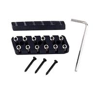 Headless Guitar Bridge & Slotted Camel Bone Nut for Guitar Parts 6 String Black+Silvery