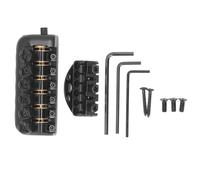 Headless Guitar Bridge Tailpiece 6 String Saddle Durable Zinc Alloy Iron Universal Wheel String Installation Device with Compression Lock for Electric Guitar Replacement Parts (Black)