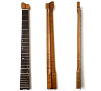 Headless Guitar Neck 24 Frets - 5 Piece Roasted Flame Maple Headless Guitar Neck with Rosewood Fingerboard, For Most Custom Headless Electric Guitars