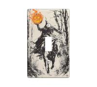 Headless Horseman Light Switch Cover Plates/Outlet Covers, Black and Orange Halloween Decor, Gothic Spooky Theme for Seasonal Wall Accents, Thermoplastic Wall Plates, Standard Size Single Toggle