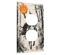 Headless Horseman Light Switch Cover Plates/Outlet Covers, Black and Orange Halloween Decor, Gothic Spooky Theme for Seasonal Wall Accents, Thermoplastic Wall Plates Single Duplex Outlet