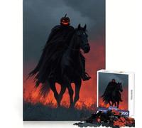 Headless Horseman with Pumpkin Head Jigsaw Puzzles for Teenagers 1000 Piece Logic Fun Bright Print Home Enjoyable Room Accent (38x52cm)