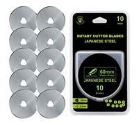 Headley Tools 60mm Rotary Cutter Blade(Pack of 10) Fits Olfa Fiskars Turecut (60MM, Quantity 10pc)