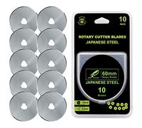 Headley Tools 60mm Rotary Cutter Blade(Pack of 10) Fits Olfa Fiskars Turecut (60MM, Quantity 10pc)